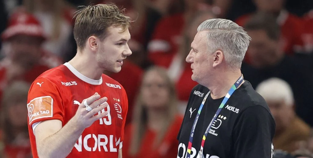 Mathias Gidsel med stikpille til Nikolaj Jacobsen