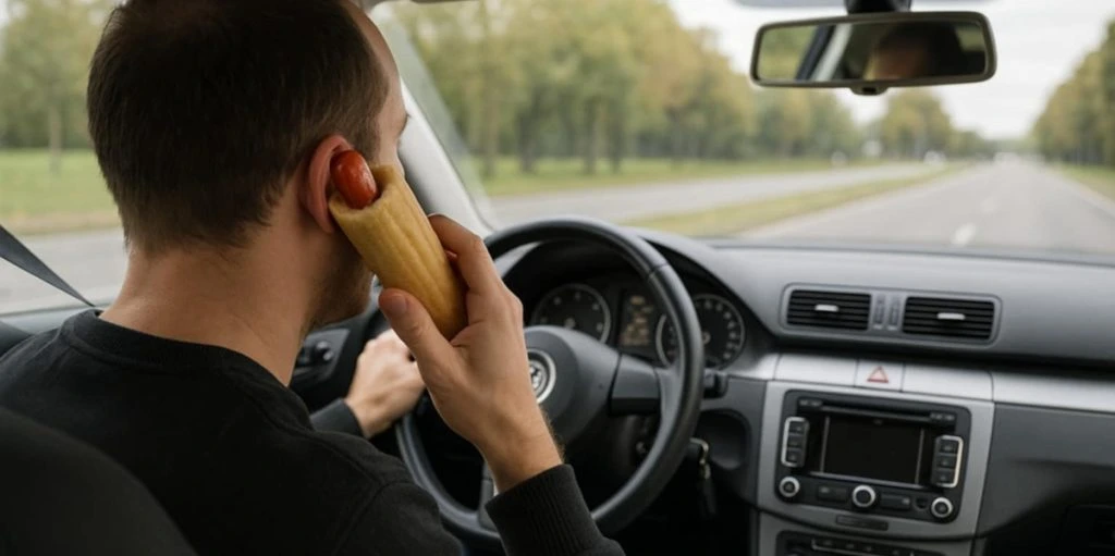 Må man tale i en hotdog, mens man kører bil? Svaret vil måske overraske dig
