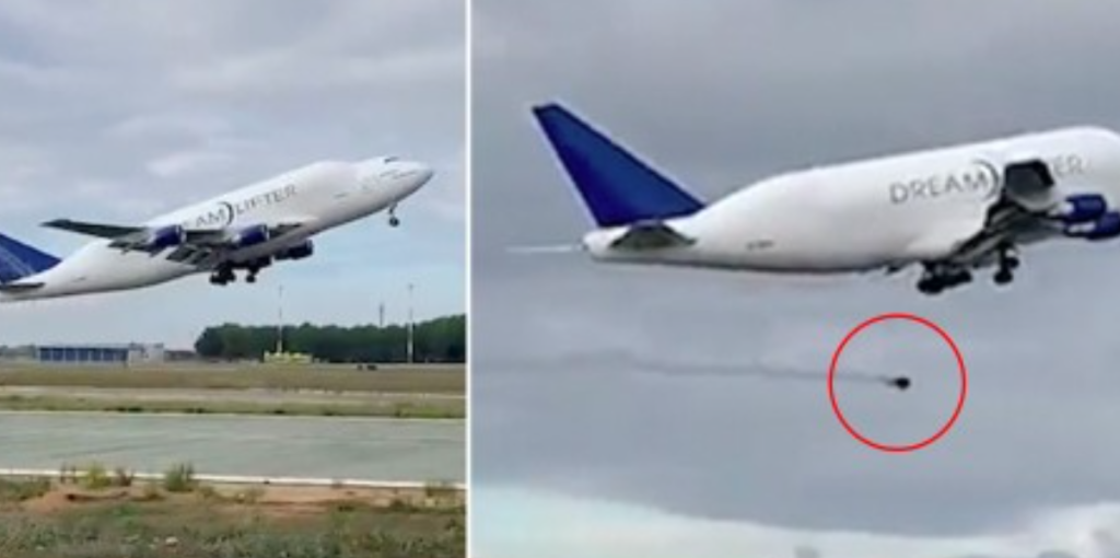 Mareridt: Her falder hjulet af flyet kort efter take-off