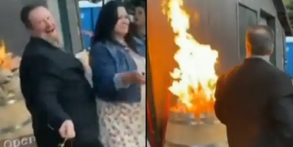 Beruset mand satte ild til bryllupssted: Nu går videoen viralt