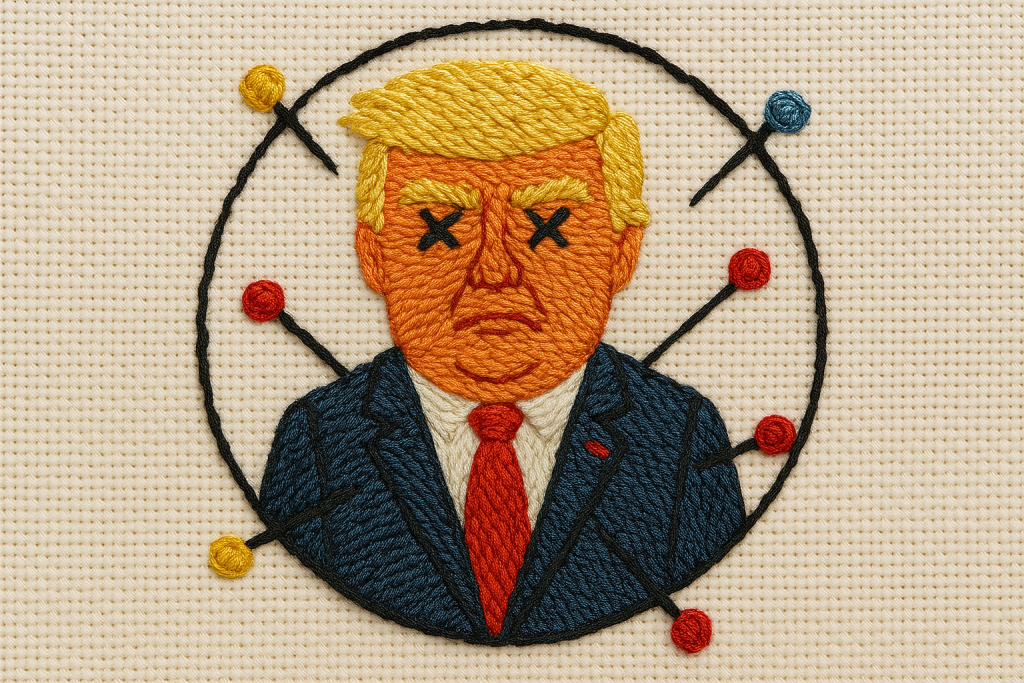 Trine broderer nålepuder med Donald Trump – og du kan få opskriften helt gratis!