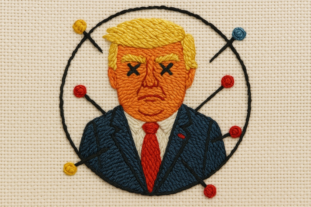 Trine broderer nålepuder med Donald Trump – og du kan få opskriften helt gratis!