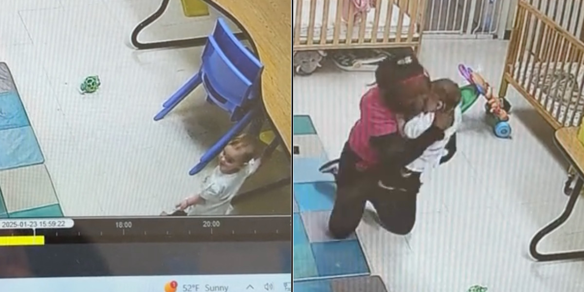 Mor på arbejde bedes om at tjekke videoovervågning fra dagpleje: Er i tårer over, hvad hun ser