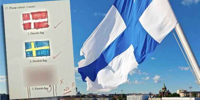 Elev skulle tegne det finske flag: Resultatet tager nettet med storm
