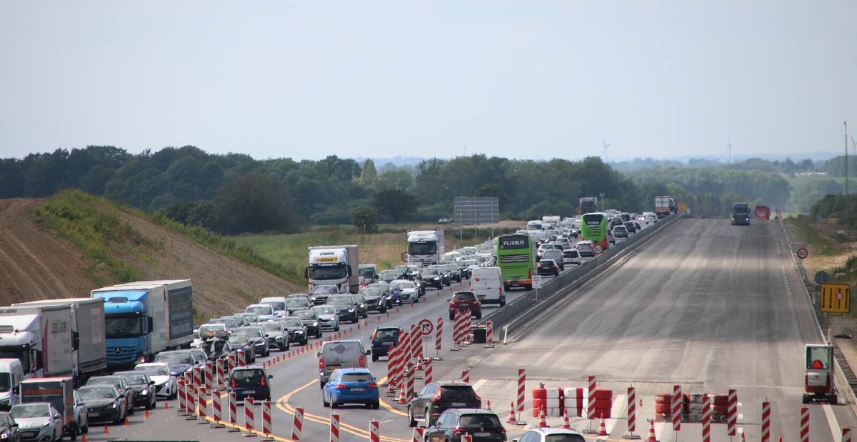 Efter uheld på motorvej: 7 kilometer kø