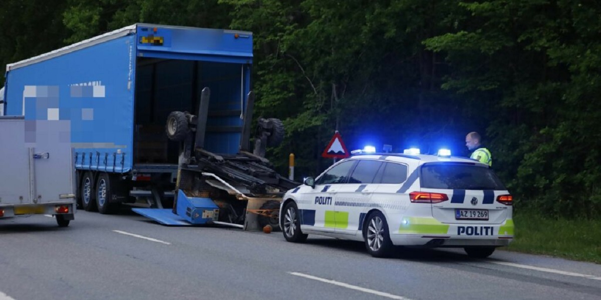 Alvorlig gaffeltruck-ulykke: Mand fløjet til Rigshospitalet