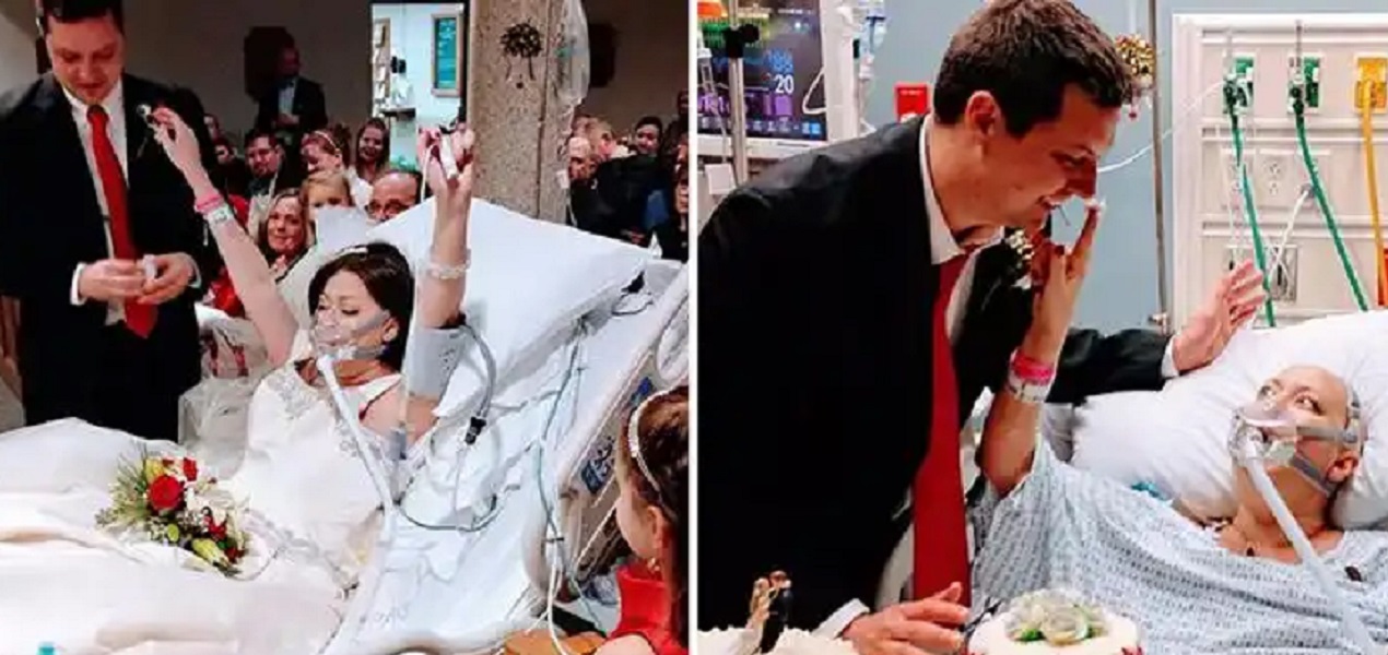 Kræftsyg kvinde bliver gift på hospitalet – blot 18 timer senere bryder manden sammen i gråd