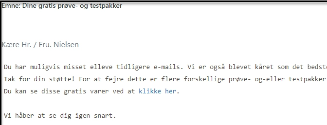 Forbrugerrådet advarer mod mail fra stor dansk butikskæde: Det er svindel