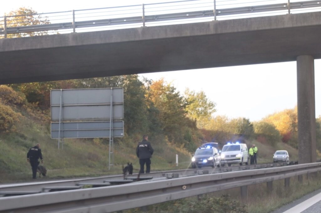 Motorvej lukket: Forrude splintrede under bro