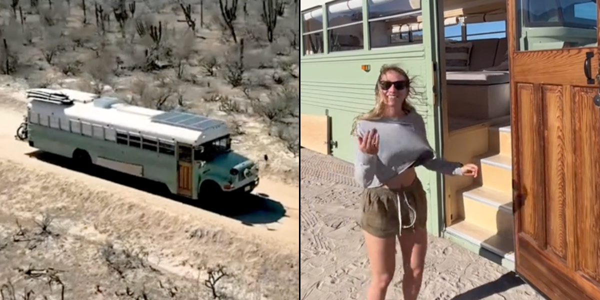Par forvandlede gammel skolebus til ‘drømmehjem’ på 6 måneder: Nu viser de den indvendigt