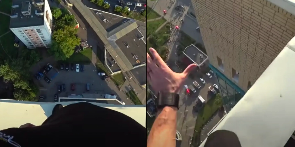 Mand dyrker parkour på taget af høj bygning: Pludselig går det helt galt
