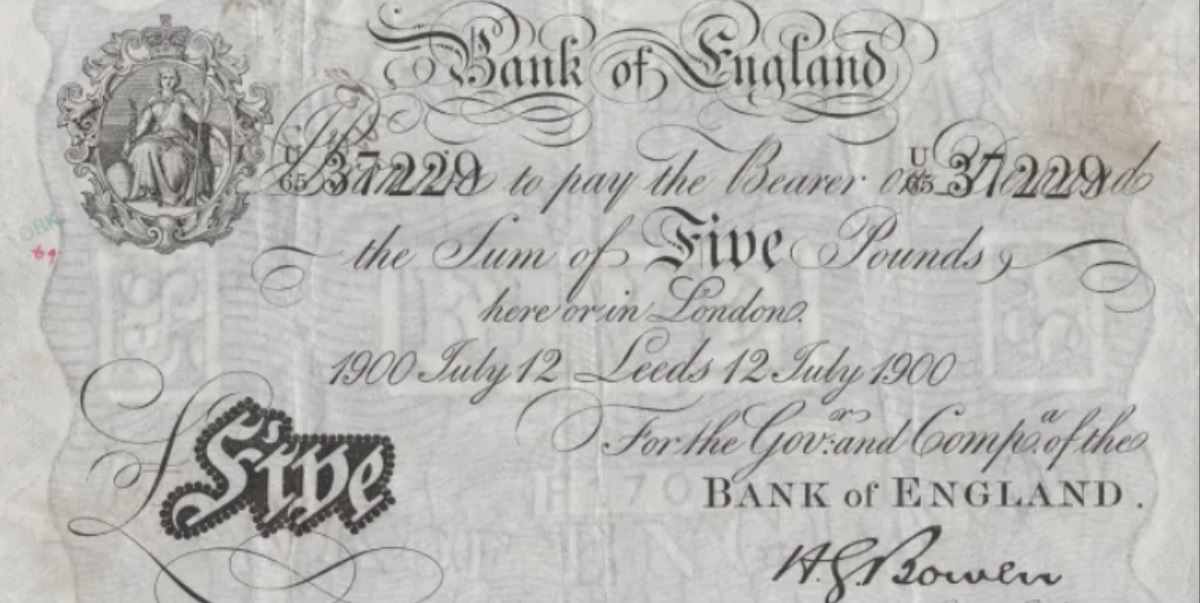 Vanvittig pris: Du gætter aldrig, hvad denne 5-pundseddel fra 1900 er blevet solgt for