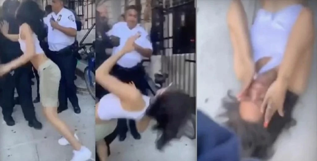 Voldsom video går viralt: Betjent slår kvinde i jorden