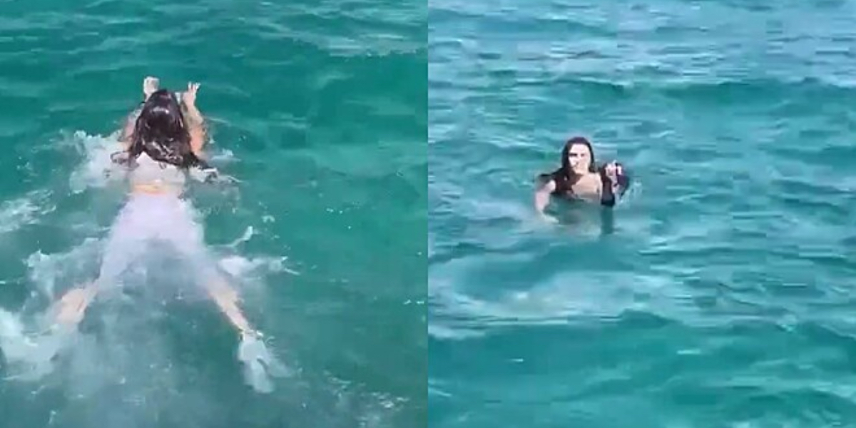 Kvinde ser lille bold i havet i Grækenland: Så beslutter hun at springe i for at redde den