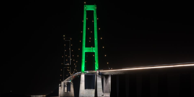 Storebæltsbroen lyser grøn den 30. maj: Her er den særlige årsag