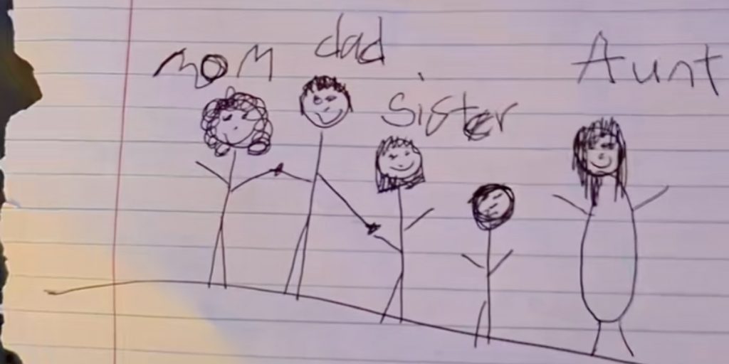 6-årig nevø tegner billede af sin familie: Tanten kan ikke lade være med at bemærke en særlig detalje