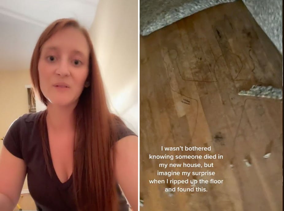 Hun gør en skræmmende opdagelse da hun fjerner tæppet i sit hjem