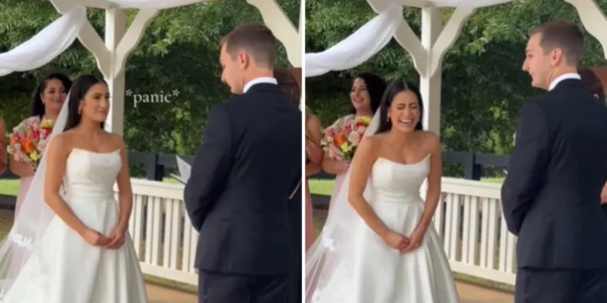 Brud opdager pludselig noget 13 minutter inde i ceremonien: “Endelig”