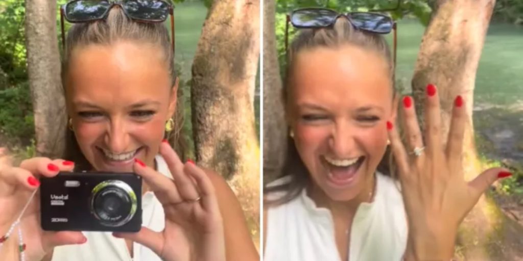 Par filmer deres forlovelse – uden at vide hvad der sker i baggrunden